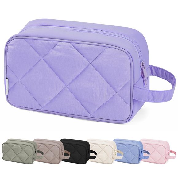 Toiletry Bag For Traveling Women With Handle, Quilted Makeup Bag For Women,🦎 - Picture 1 of 7